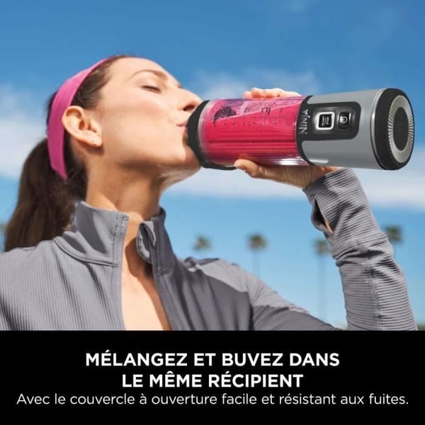 Blender bærbar Ninja Blast - BC151EUBK - skål 530 ml - driftstid 2 timer - trådløs - uden BPA - sort
