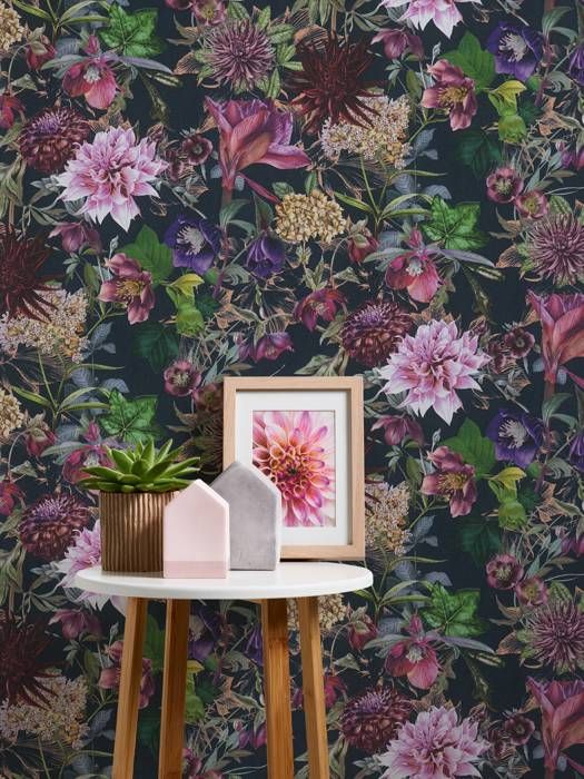 A.S. Création Blommig tapet Mörkgrön Svart Blommor non-woven 381756 Vardagsrum 10,05x0,53m Tillverkad i Tyskland