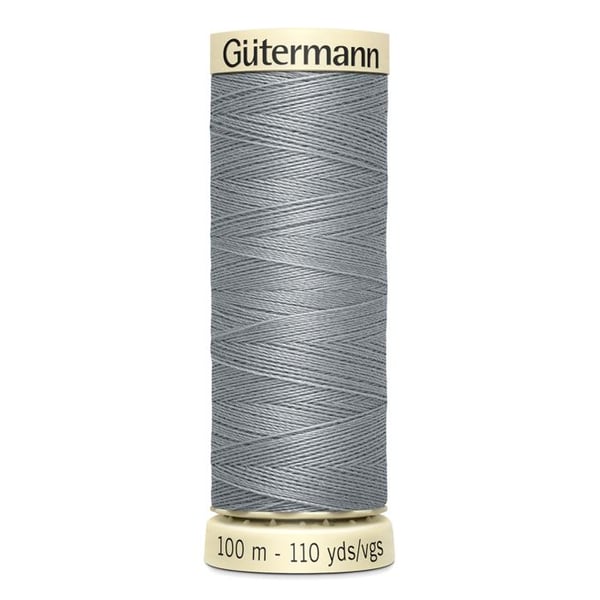 Set om 5 spolar 100m Tråd 100% polyester Gutermann Ref 788988 - Att 40 - grå silver