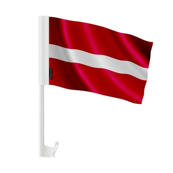 Latviskt bilflagg – 14 x 21 cm – Polyester tyg – Fäste på fönster – 20 stycken – Pixelforma
