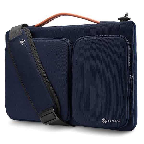 Laptopväska - TOMTOC - 16 tum - PU-läder - Vattentålig - Svart