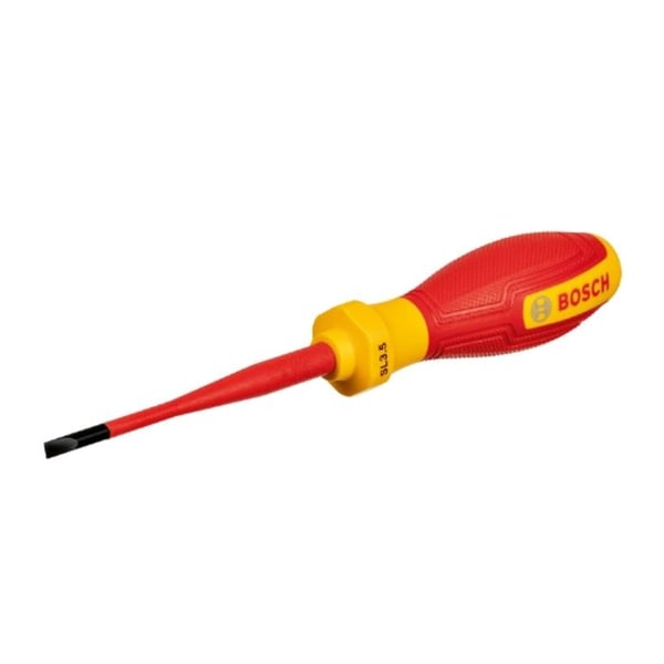 Tournevis VDE - BOSCH - SL3,5x75 - Isolerad upp till 1000V - Ergonomiskt handtag - Flat spets