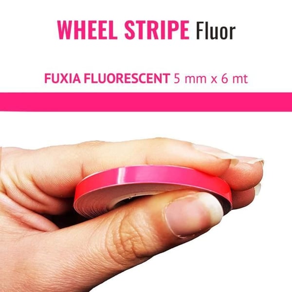 Dekorativa klisterremsor - Fuchsia Fluo - 5 mm x 6 mt - Motståndskraftiga - Garanti för vidhäftning - Sportig look
