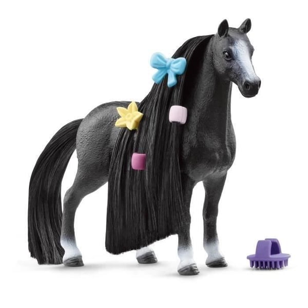 Quarter Horse Mare figur för frisör 8 delar - hästfigur med borstbar man med tillbehör - present till barn