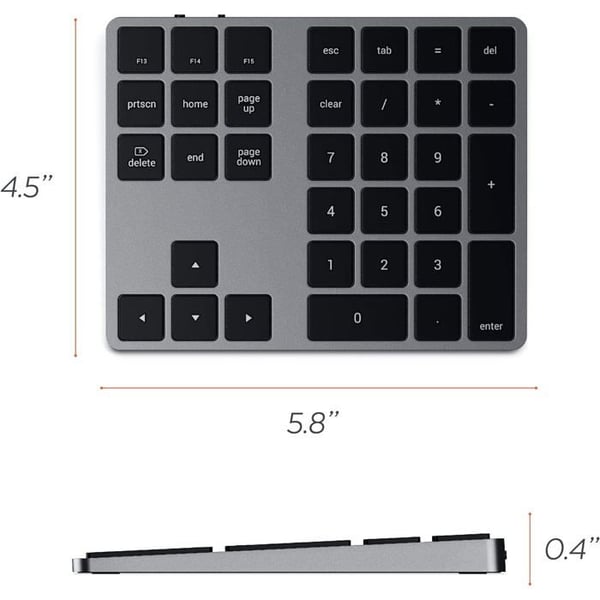 Utökat Numeriskt Tangentbord - SATECHI - Bluetooth - Aluminium - USB-C Laddningsbart - MacOS