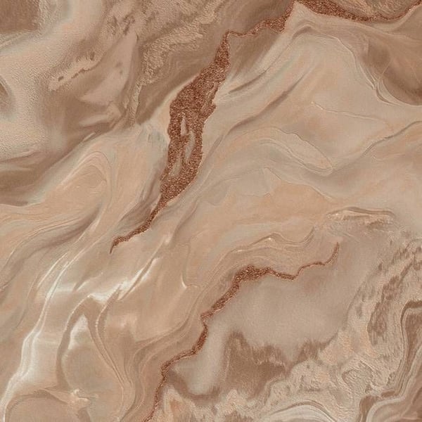 Texturerad vinyltapet marmor effekt Mystic Sort Elle Decoration Moka / Roséguld 10447-13