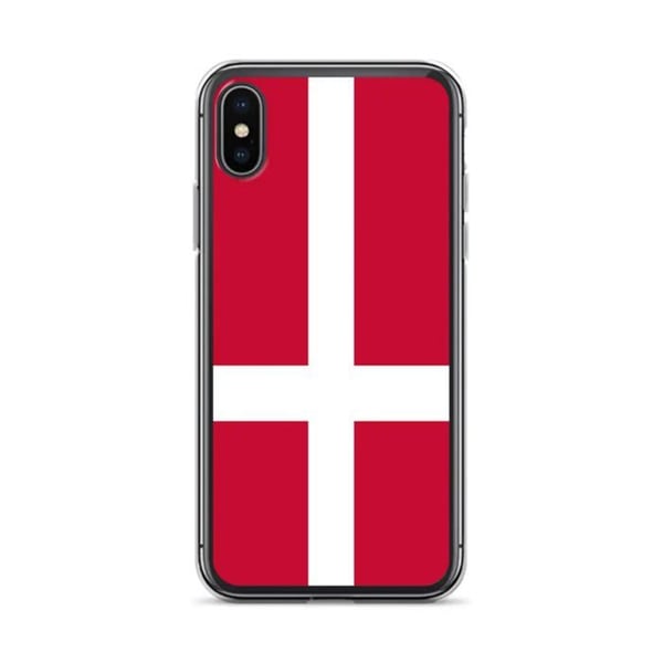 Mobilskal – Danmarks flagga – Kompatibel med iPhone XS – Mjukt fodral – Slitstarkt och stötbeständigt – Silikon – Pixelforma