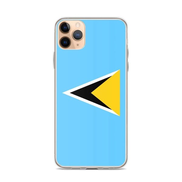 Mobilskal – Saint Lucia-flagga – Kompatibel med iPhone 11 Pro Max – Mjuk Skal – Stötsäker och Motståndskraftig – Pixelforma