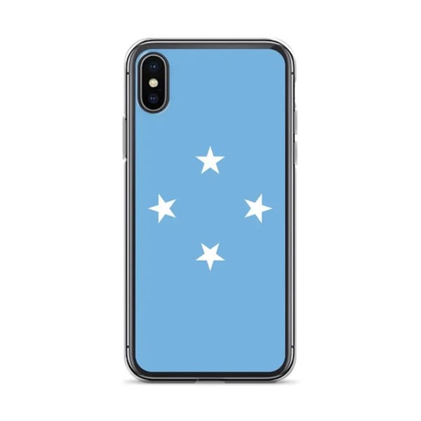 Mobilskal – Mikronesiens flagga – Kompatibel med iPhone XS Max – Mjukt fodral – Slitstarkt och stötresistent – Silikon – Pixelforma