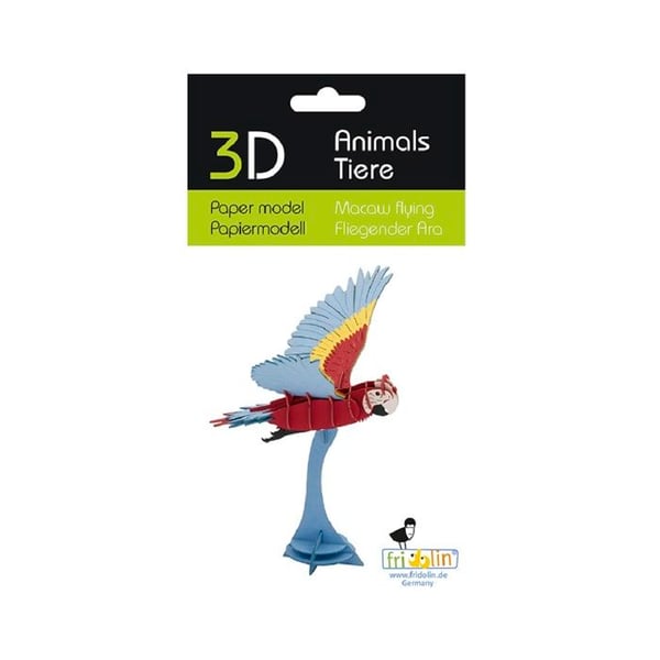Fridolin - 3D-pappersmodell Flygande Ara