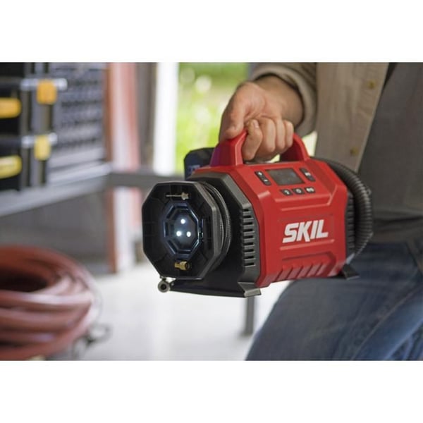 Langaton ilmakompressori - SKIL - Kaksitoiminen korkea paine ja suuri virtaama - LCD-näyttö - automaattinen sammutus - 12 V liitäntä - 3153 CA