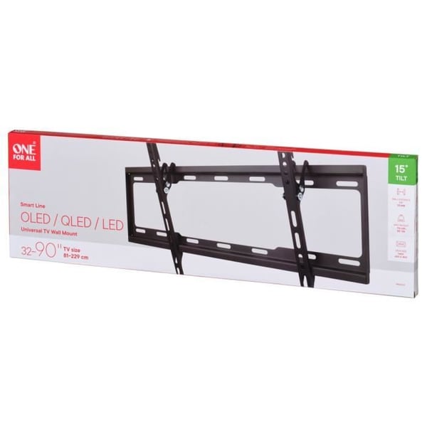 ONE FOR ALL WM2621 - Väggfäste med 15° lutningsjustering för TV-apparater från 32 till 90" (81 till 229 cm) - Svart