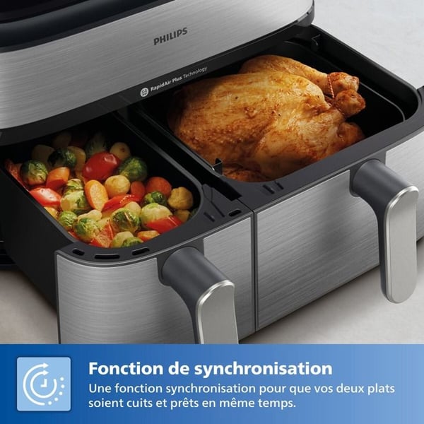 Fritös utan olja Philips Airfryer NA555/00 Serie 5000 dubbelkorg 9L