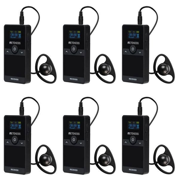 Retekess TT116 Systemmottagare, Whisper UHF Systemmottagare med avtagbart uppladdningsbart batteri, europeisk frekvens