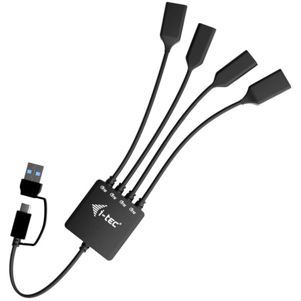 I-TEC Hub USB 4 portar (2 USB-C, 2 USB-A) med kabel, 5Gbps, svart, kompakt