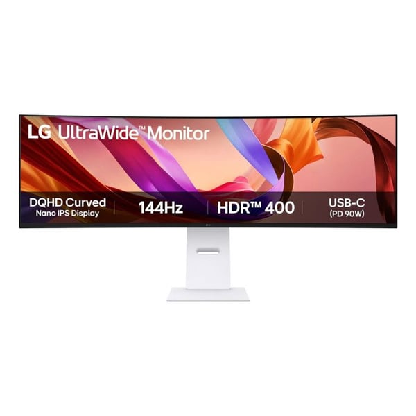 LG 49U950A-W 49 Tuuman Ultrawide Curvo Monitori Dual QHD 5120x1440 Nano IPS