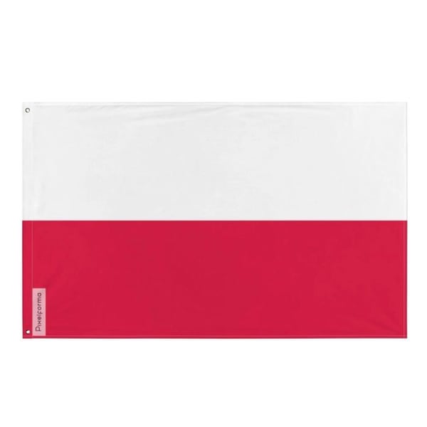 Polens flagga – 160 x 240 cm – Hållbar polyester – 2 metalöglor – Inomhus / Utomhus – Pixelforma