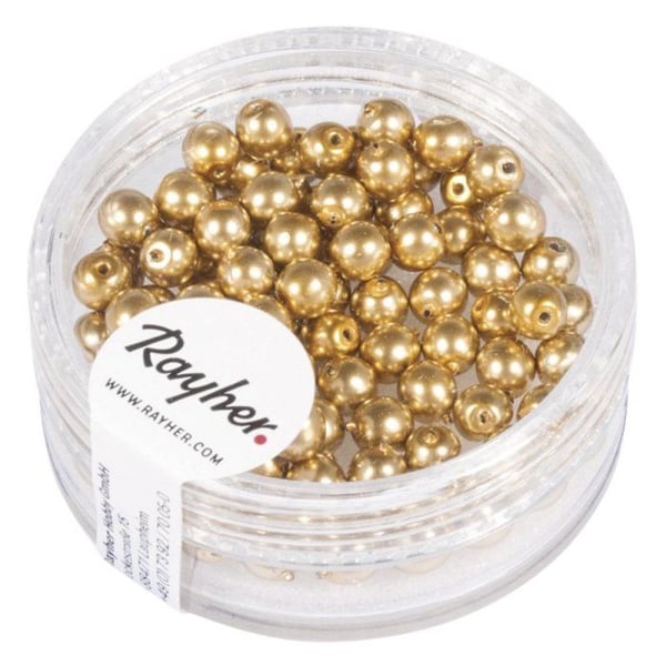 Renaissance glaspärlor, 4mm ø, guld, låda 85 st
