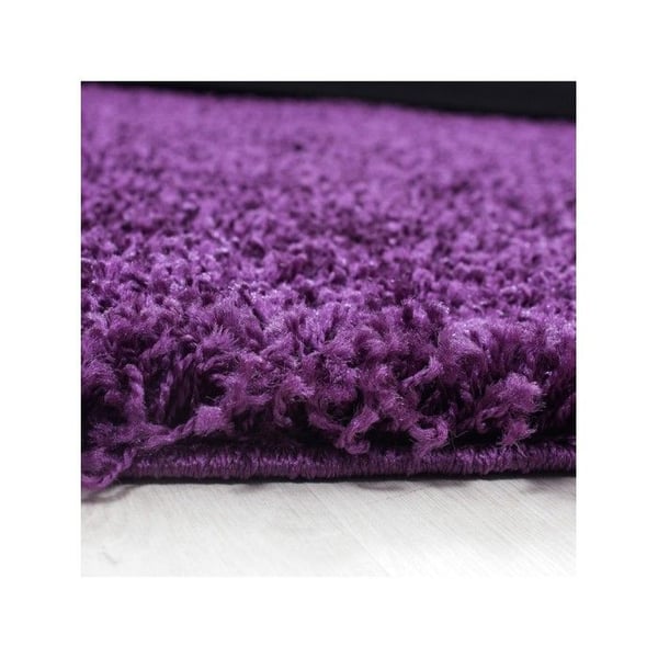 Mjuk och fluffig shaggy matta 30 mm för vardagsrum och sovrum (Dimension: 80 cm rund - Färg: Lila)