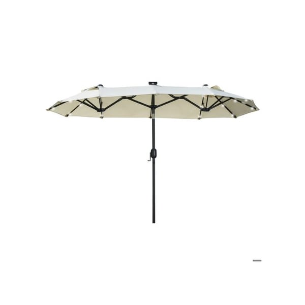 Parasol double - Outsunny - 295 x 219 cm - Solarlampe - Inklinerbar - Beige Parasol double - Outsunny - 295 x 219 cm - Solarlampe - Inklinerbar - Beige