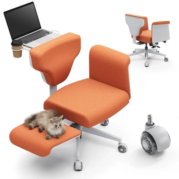 Multi-position stol - NEWTRAL - Freedom-X-PRO - Armlæn - Orange - Bredde 46 cm