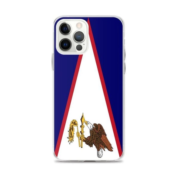 Telefonfodral – Amerikanska Samoa Flagga – Kompatibel med iPhone 12 Pro Max – Flexibelt Fodral – Slittåligt och Stötsäkert – Pixelforma