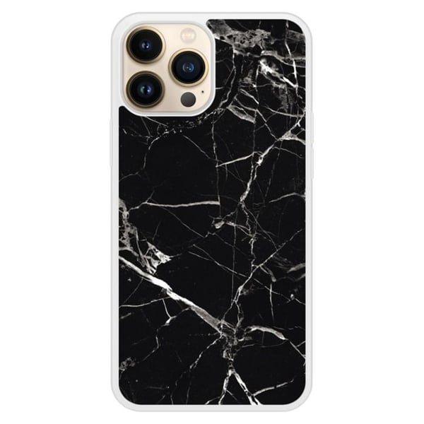 Skyddande silikonfodral med tryck kompatibel med Apple iPhone 13 Pro Max Marmor Svart