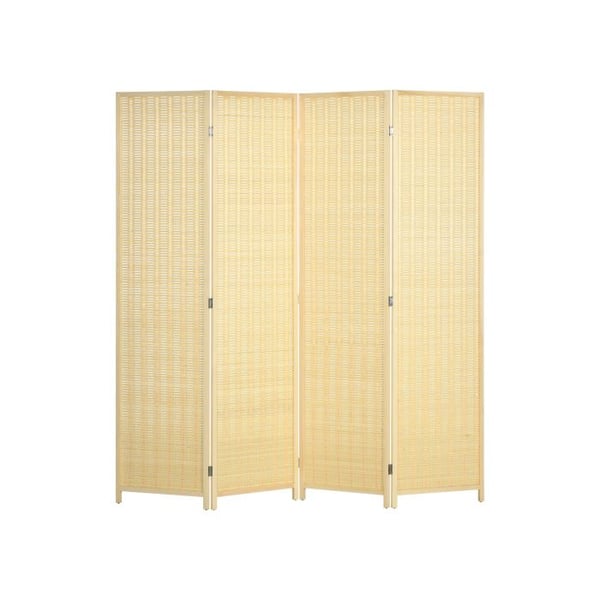 Paravent - MUVOE - 4 paneler - Bambus och bomull - Fällbar - 180 x 180 cm