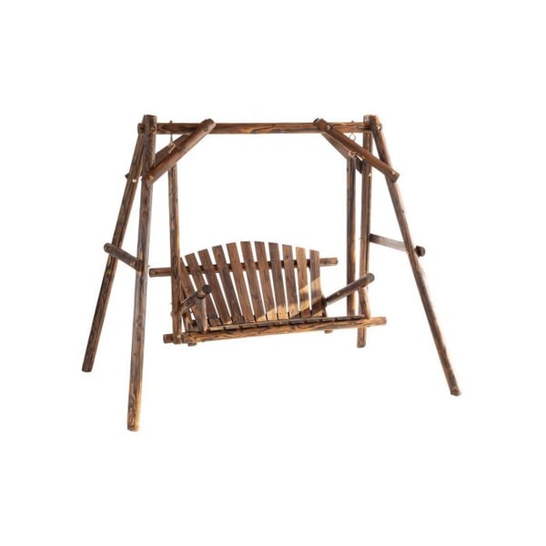 Massivtræ gyngestol, naturlig, hængende bænk gyngestol 187 x 137 x 170 cm, til have og terrasse