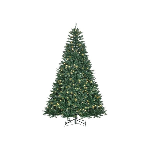 HOMCOM joulukuusi, 700 lämpimän valkoista LEDiä, 2154 oksaa, palosuojattu, muovi/metalli, 210 x 142 cm, vihreä