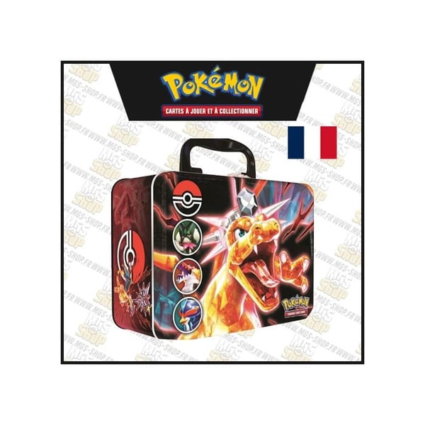 Valisette - POKÉMON - Kista Dracaufeu EX - 6 boosters JCC - 3 holografiska kort - Metallbox