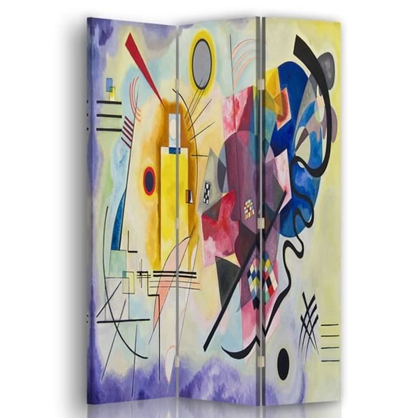 Legendarte - Skärm - Skiljevägg med tryck fram/bak gul, röd, blå - Wassily Kandinsky cm. 110x150 (3x)