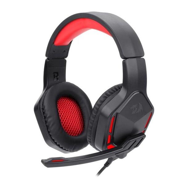 Redragon THEMIS (H220) gamingheadset med inbyggd mikrofon, volymkontroll, mikrofonavstängning och röd bakgrundsbelysning