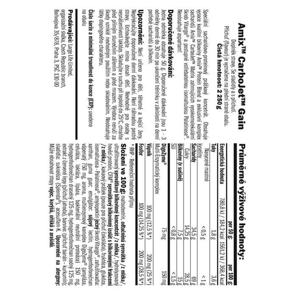 Amix Nutrition CarboJet Gain, 2250g, Vanilj