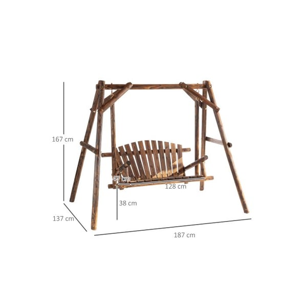Massivtræ gyngestol, naturlig, hængende bænk gyngestol 187 x 137 x 170 cm, til have og terrasse