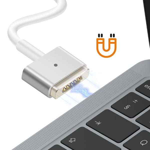Laddare Sektion 60W - MAX EXCELL - MagSafe 2 - Kompatibel med MacBook Pro 13" - LED - Vit