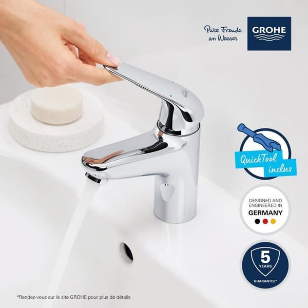 Blandingsbatteri - GROHE - Swift - Vandbesparelse - Nem installation - Forkromet