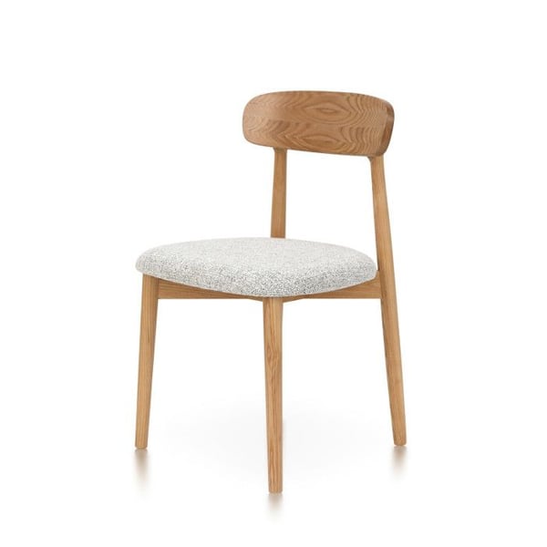 Stol i massiv trä med bekväm sits i ljusgrå melerat tyg - Modern och elegant design