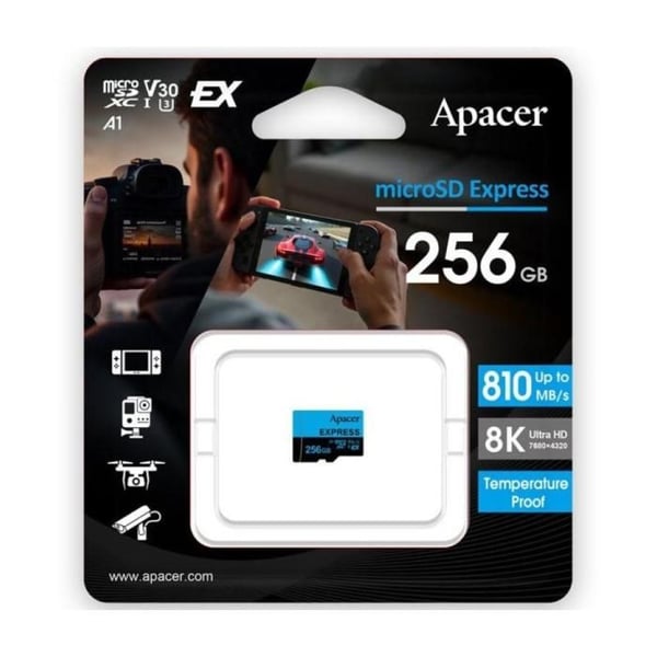 MikroSD Express-minneskort - APACER - 256 Go - 810 MB/s - Klass 10 - Kompatibel med Nintendo Switch 2