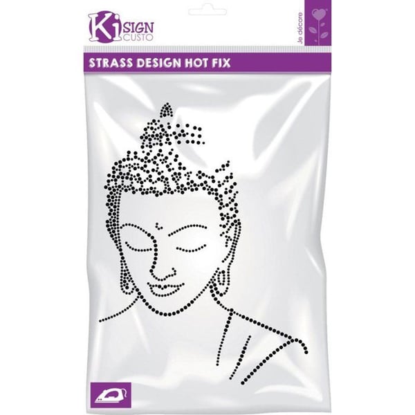 Ki-Sign - Värmeöverföring med nitar och strass Buddha Profil 25x19 cm