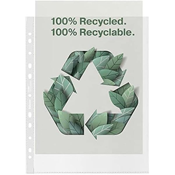 Pochettes Esselte Recycle A4 Maxi - ESSELTE - 70 Mikron - Plastfickor med hål - Paket om 50