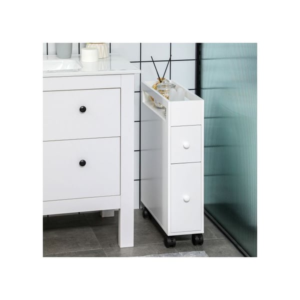 Toilettskab - MUVOE - 2 skuffer - Hvid - Lakeret MDF - 16x49,5x66 cm