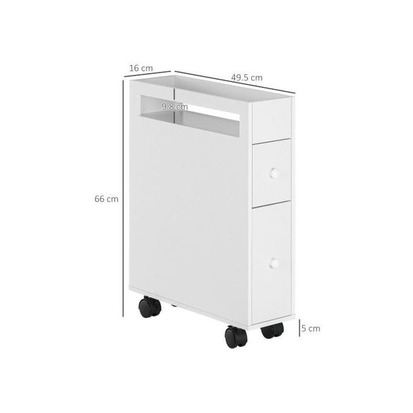 Toilettskab - MUVOE - 2 skuffer - Hvid - Lakeret MDF - 16x49,5x66 cm