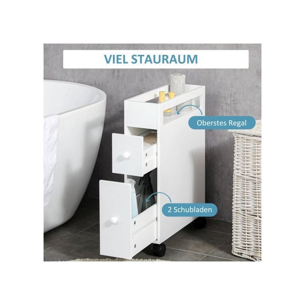 Toilettskab - MUVOE - 2 skuffer - Hvid - Lakeret MDF - 16x49,5x66 cm