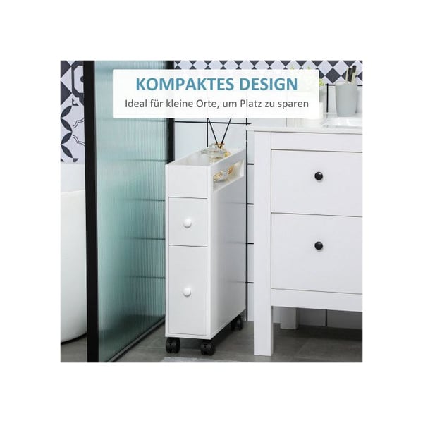 Toilettskab - MUVOE - 2 skuffer - Hvid - Lakeret MDF - 16x49,5x66 cm
