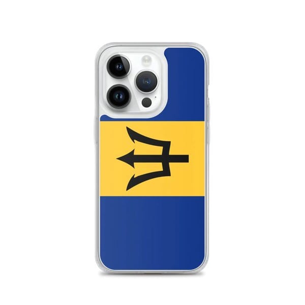 Mobilskal – Barbados Flagga – Kompatibel med iPhone 14 Pro – Mjuk Fodral – Stöttålig och Resistenta – Silikon – Pixelforma