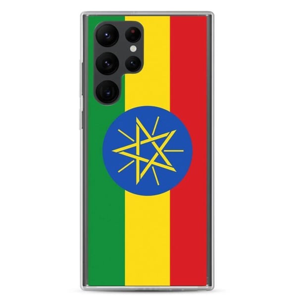 Telefonfodral – Etiopiens flagga – Kompatibel med Samsung Galaxy S22 – Mjukt fodral – Slitstarkt och stöttåligt – Pixelforma