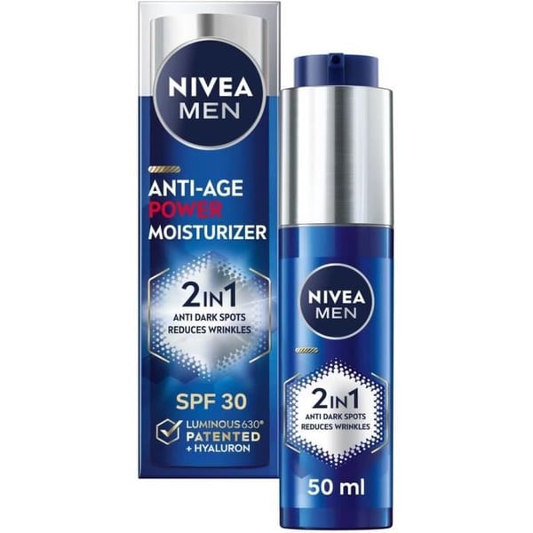 NIVEA MEN Återfuktande anti-age 2 i 1 SPF 30 med Luminous 630 och hyaluronsyra