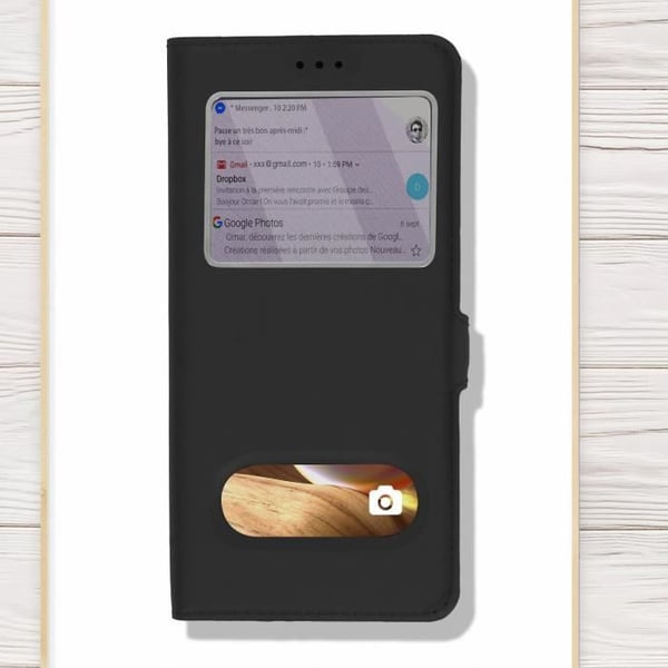 Hölster för Samsung Galaxy A32 - AVIZAR - Dubbel Fönster - Videostöd - Svart