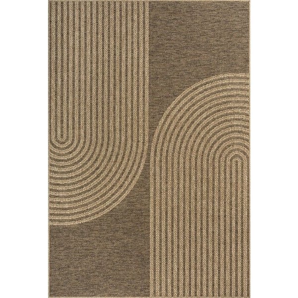 Melis Home Moderna designmattor Natur 140 x 200 cm vävd platt inomhus utomhus grafiskt mönster rundad modern